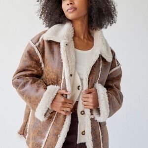 Urban Outfitters Sherpa Button Front Lightweight Coat